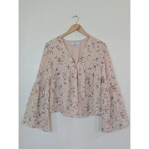 Living My Best Style X Pink Lily Babydoll Blouse Womens Size Small Bell Sleeve